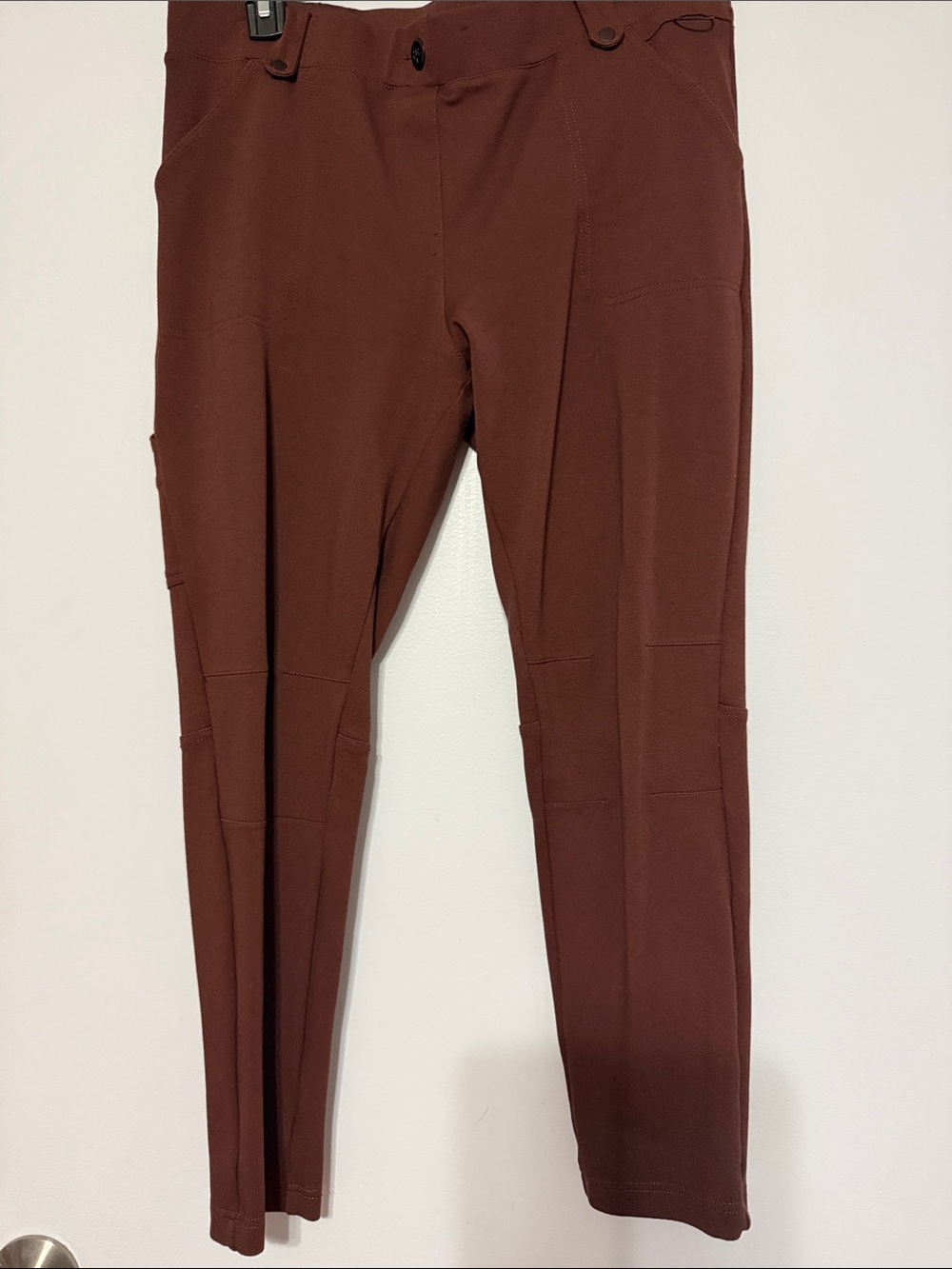 Betabrand Journey Rust Brown Slim Ponte Pants